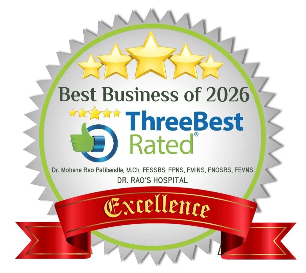 Dr Mohana Rao Patibandla best neurosurgeon in Guntur ThreeBestRated 2026 award Dr Rao Hospital IIN